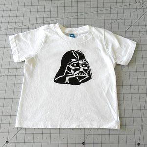 NWOT Childs 18 M White T-shirt with Star Wars Darth Vader HTV Vinyl Image